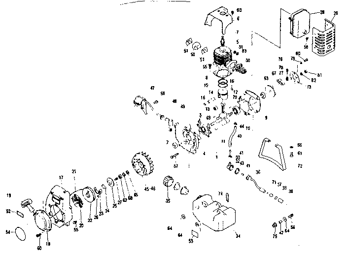 Crankcase Diagram and Parts List for 636796242  Craftsman Trimmer