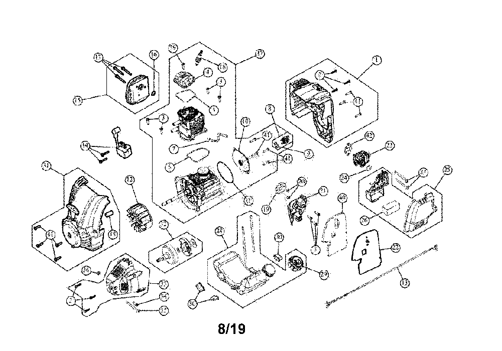 Engine assembly Diagram and Parts List for CMXGTAMD29SS  Craftsman Trimmer