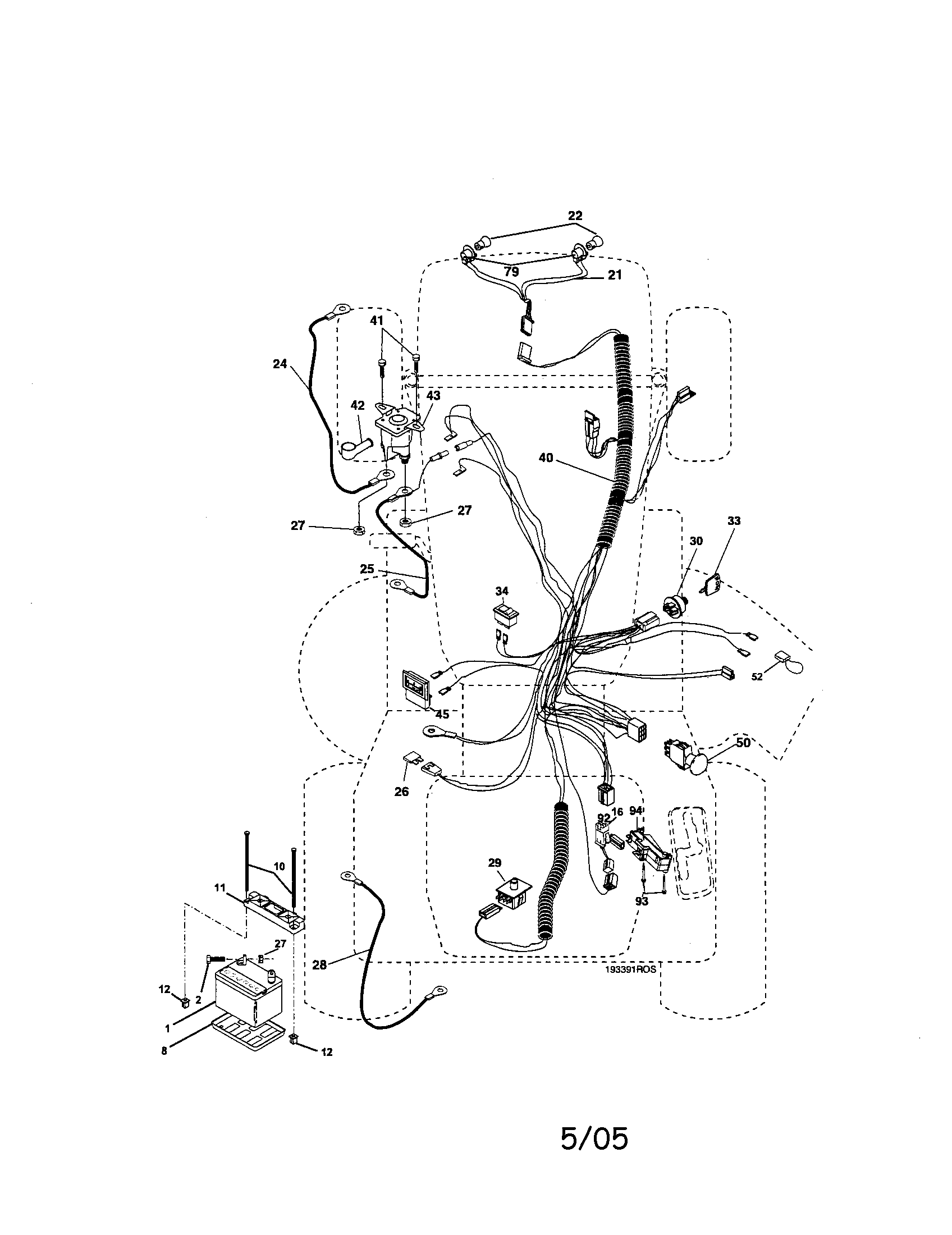 Electrical Diagram and Parts List for 917276220  Craftsman Lawn Tractor