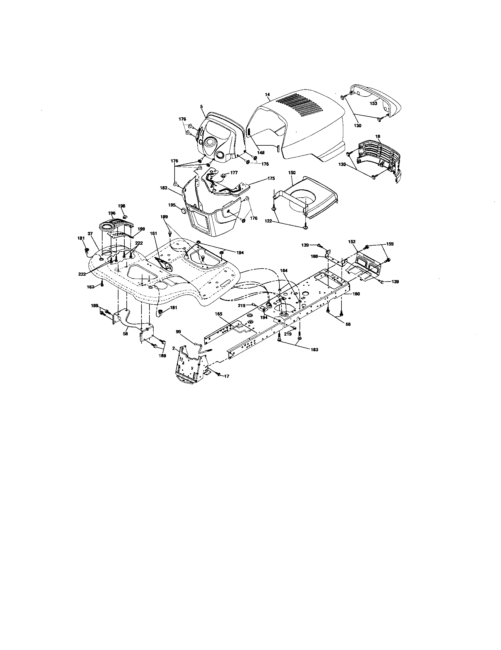 Chassis And Enclosures Diagram and Parts List for 917276883  Craftsman Lawn Tractor