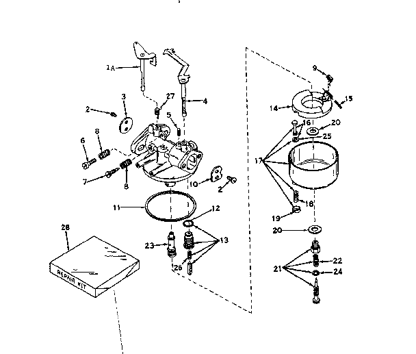 Carburetor No. 631251 Diagram and Parts List for 143562032  Craftsman Engine