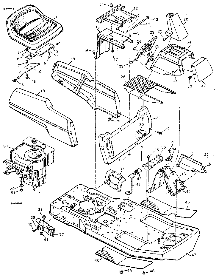 Body Chassis Diagram and Parts List for 502254161  Craftsman Lawn Tractor
