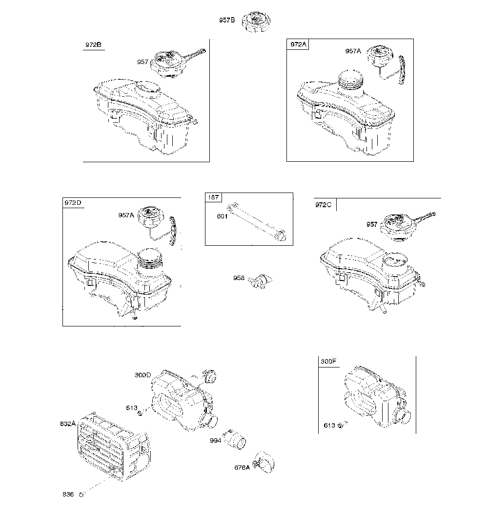Exhaust system/fuel supply Diagram and Parts List for CMXGMAM7815145  Craftsman Lawn Mower