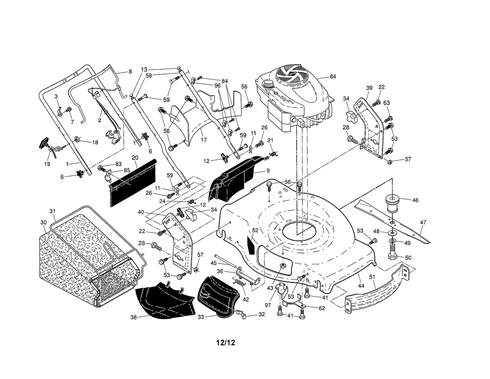 Diagram Diagram and Parts List for 917370921 Type 0 Craftsman Lawn Mower