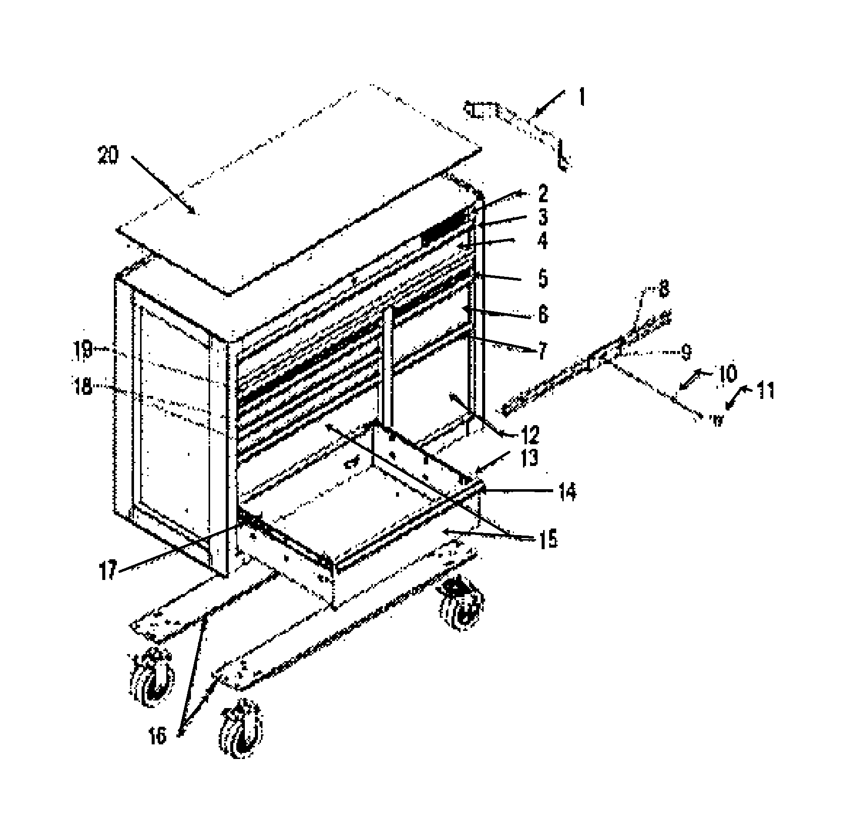 Tool Cabinet Diagram and Parts List for 706539550  Craftsman Tool Stand & Cart