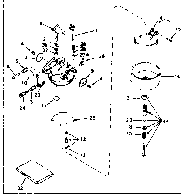 Carburetor Diagram and Parts List for 143356062  Craftsman Engine