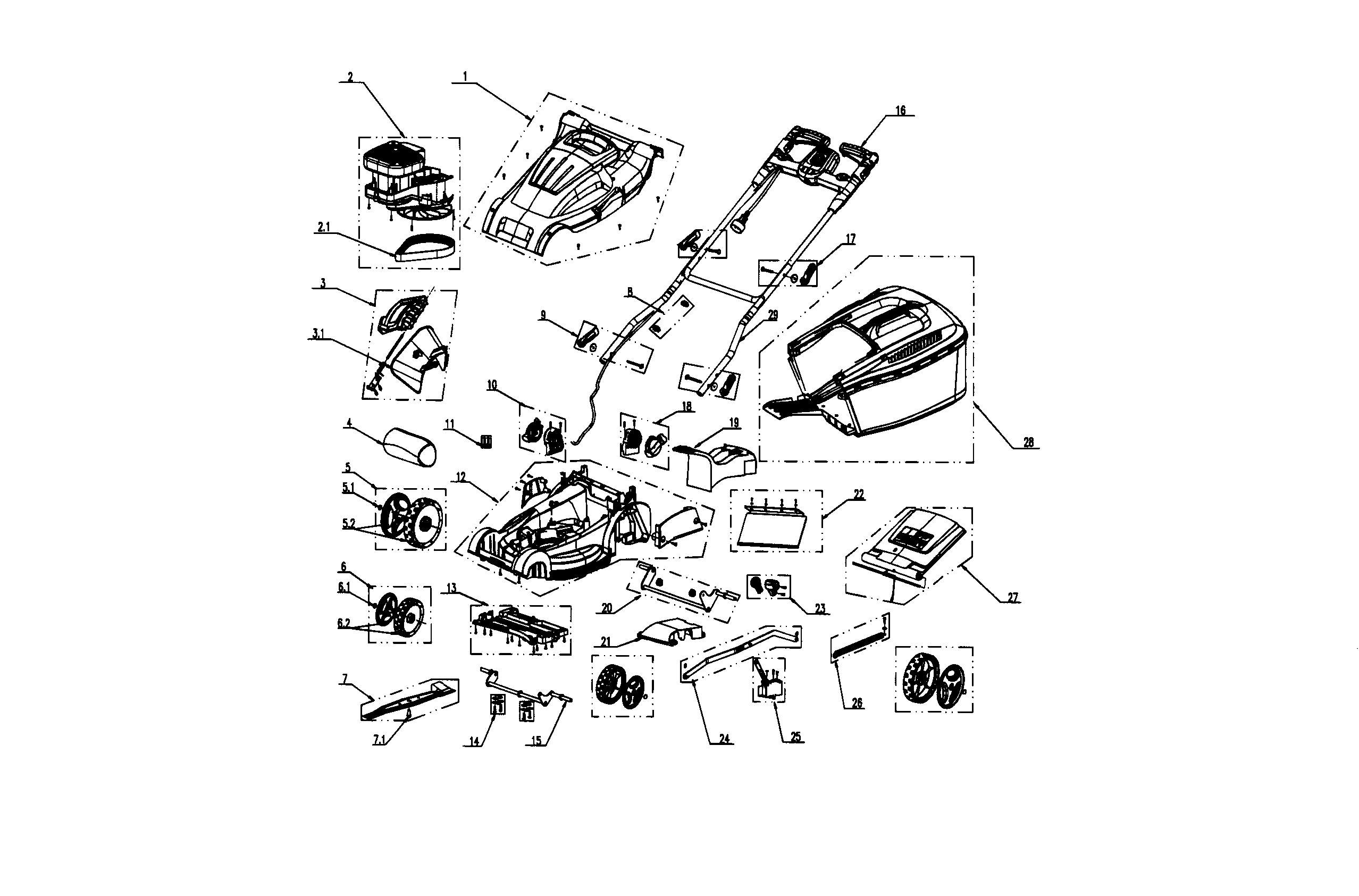 Main Assy Diagram and Parts List for 15139942  Craftsman Lawn Mower