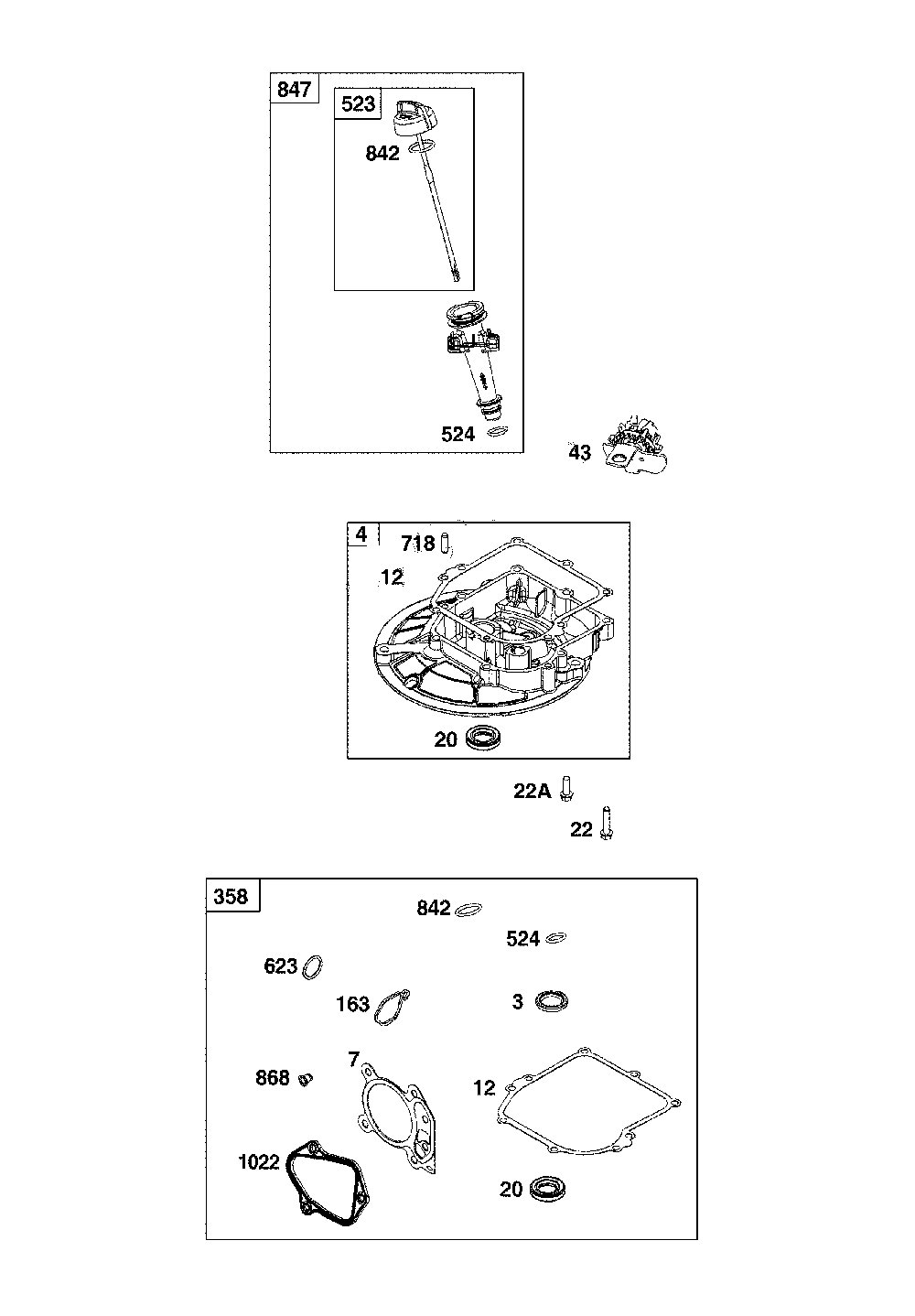 Crankcase cover/sump/lubrication Diagram and Parts List for CMXGMAM1125499  Craftsman Lawn Mower