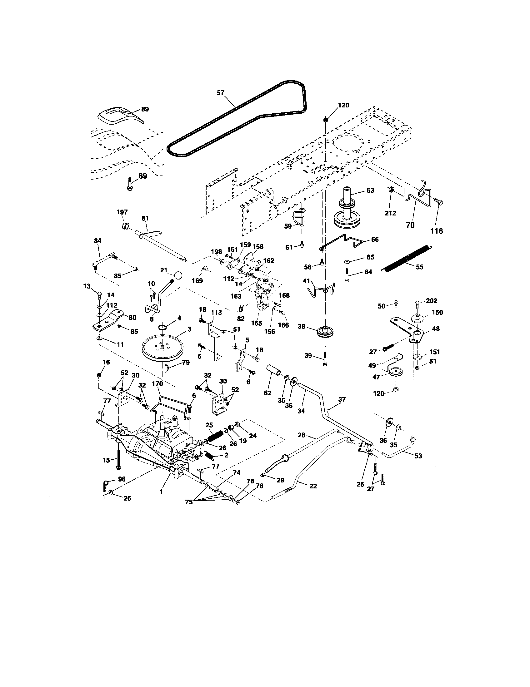 Ground Drive Diagram and Parts List for 917276810  Craftsman Lawn Tractor