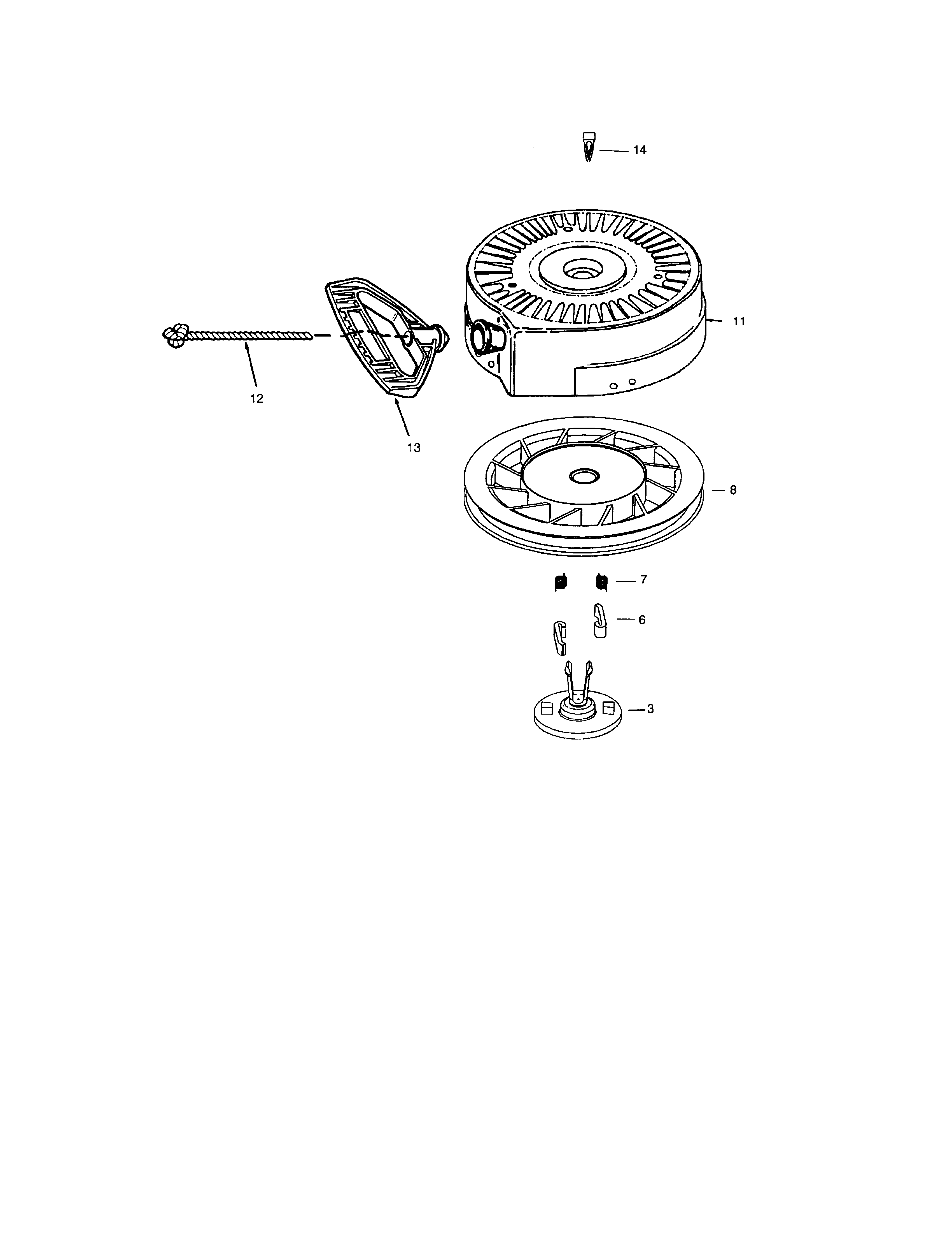 Rewind Starter Diagram and Parts List for 143025501  Craftsman Engine
