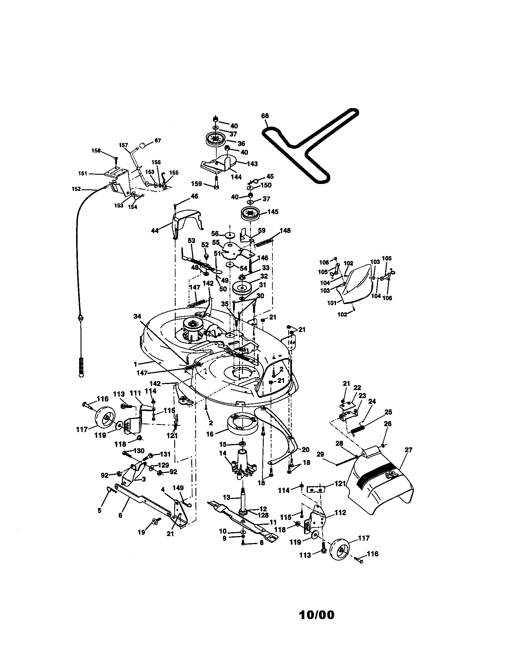 Mower Deck Diagram and Parts List for 917270730  Craftsman Lawn Tractor