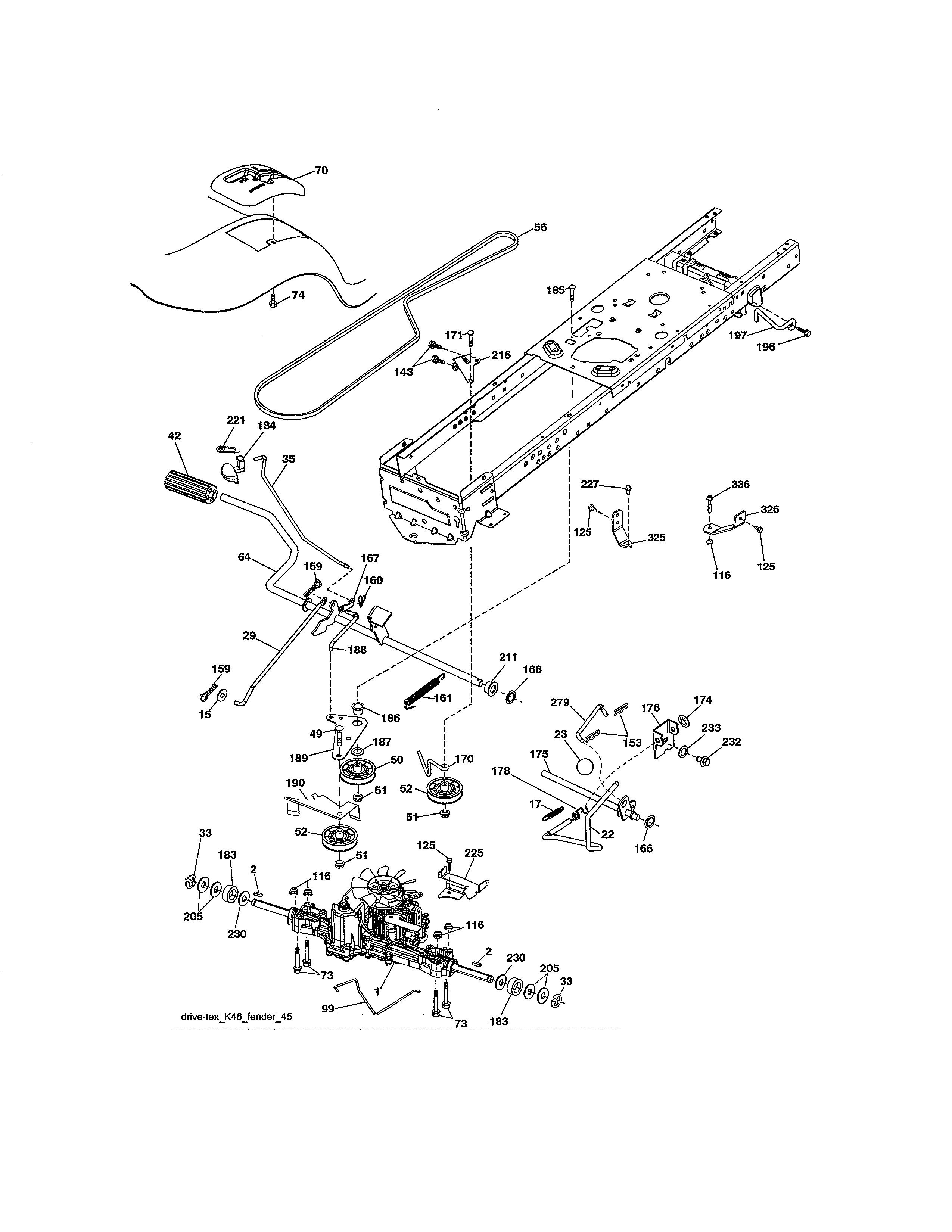 Ground Drive Diagram and Parts List for 917273900  Craftsman Lawn Tractor
