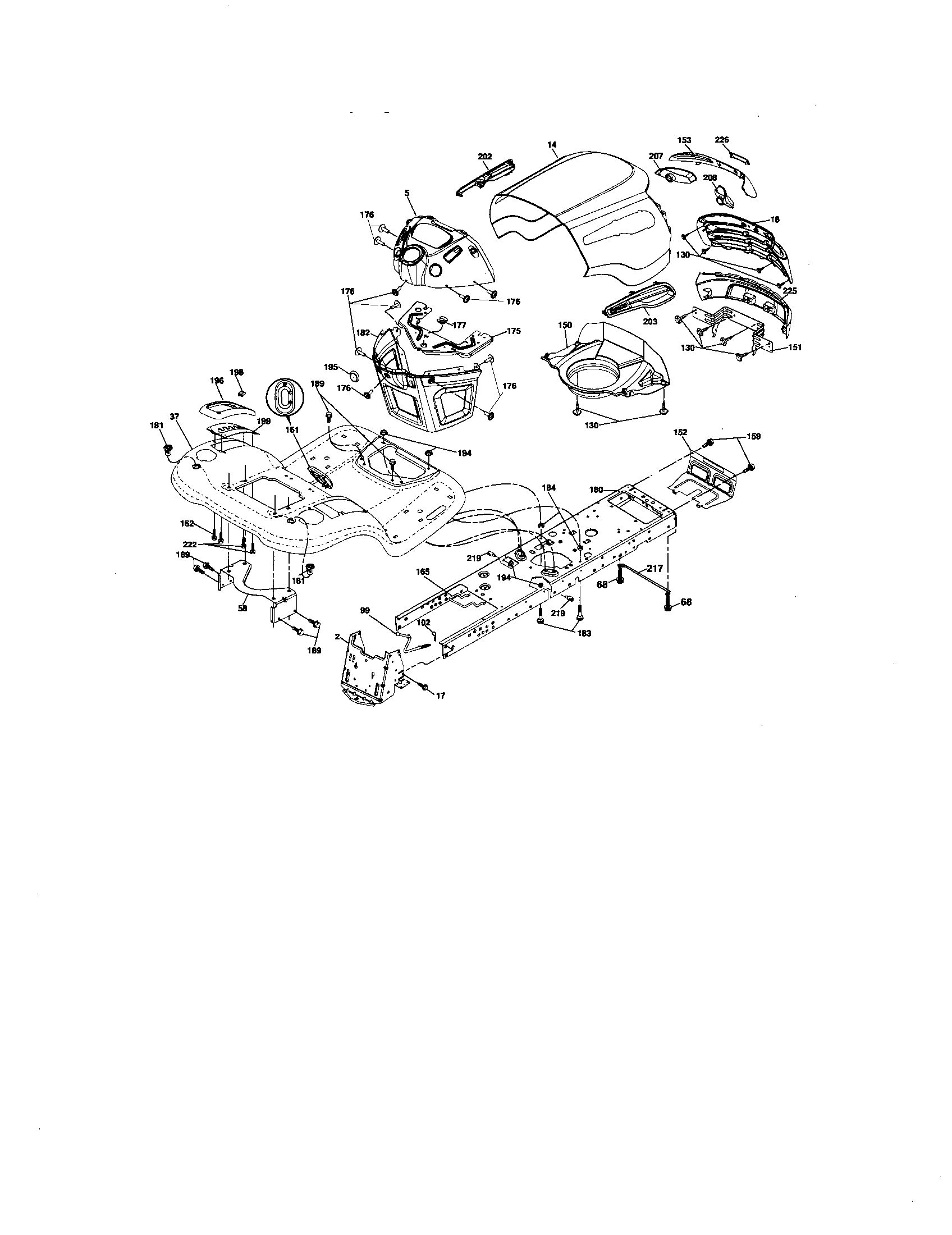 Chassis And Enclosures Diagram and Parts List for 917276841  Craftsman Lawn Tractor