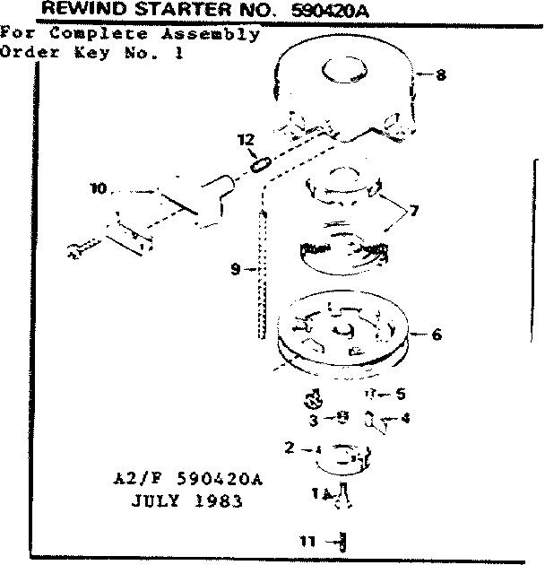 Rewind Starter Diagram and Parts List for 143756012  Craftsman Engine