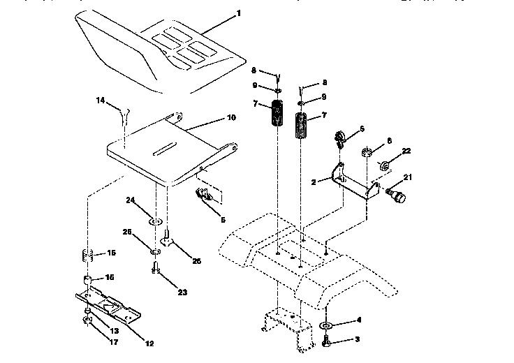 Seat Assembly Diagram and Parts List for 917258500  Craftsman Lawn Tractor