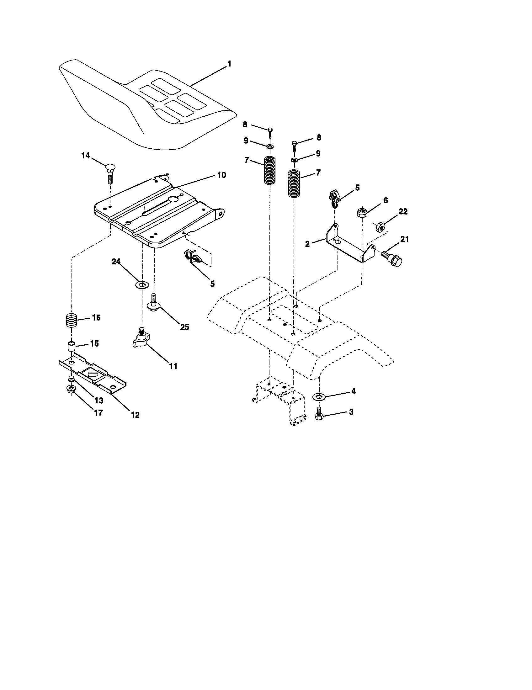 Seat Diagram and Parts List for 917276393  Craftsman Lawn Tractor