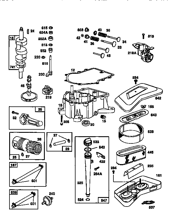 Engine 42a707-1624-01 (71/500) Diagram and Parts List for 50042A707-1624-01  Craftsman Engine