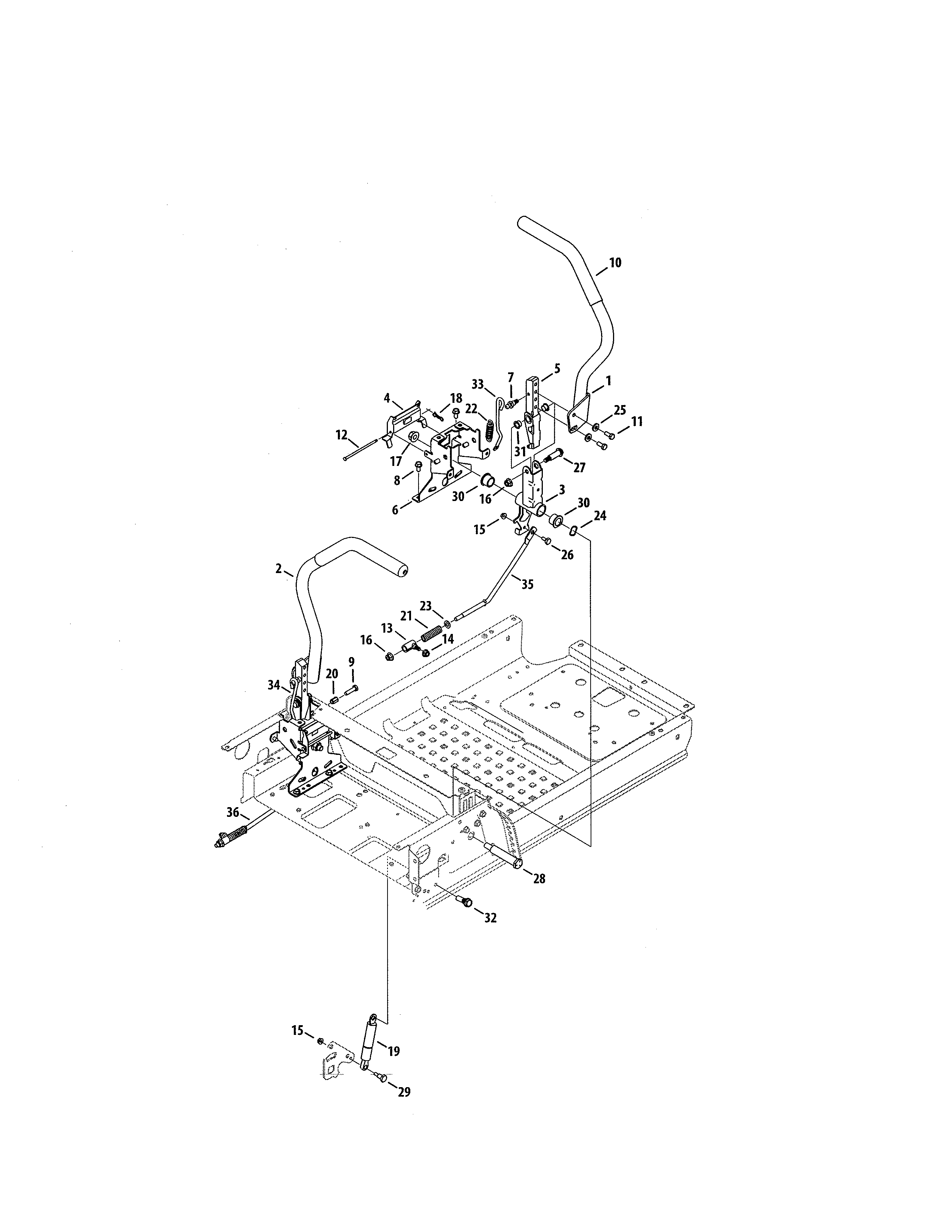 Lapbar Levers Diagram and Parts List for 247204241  Craftsman Engine