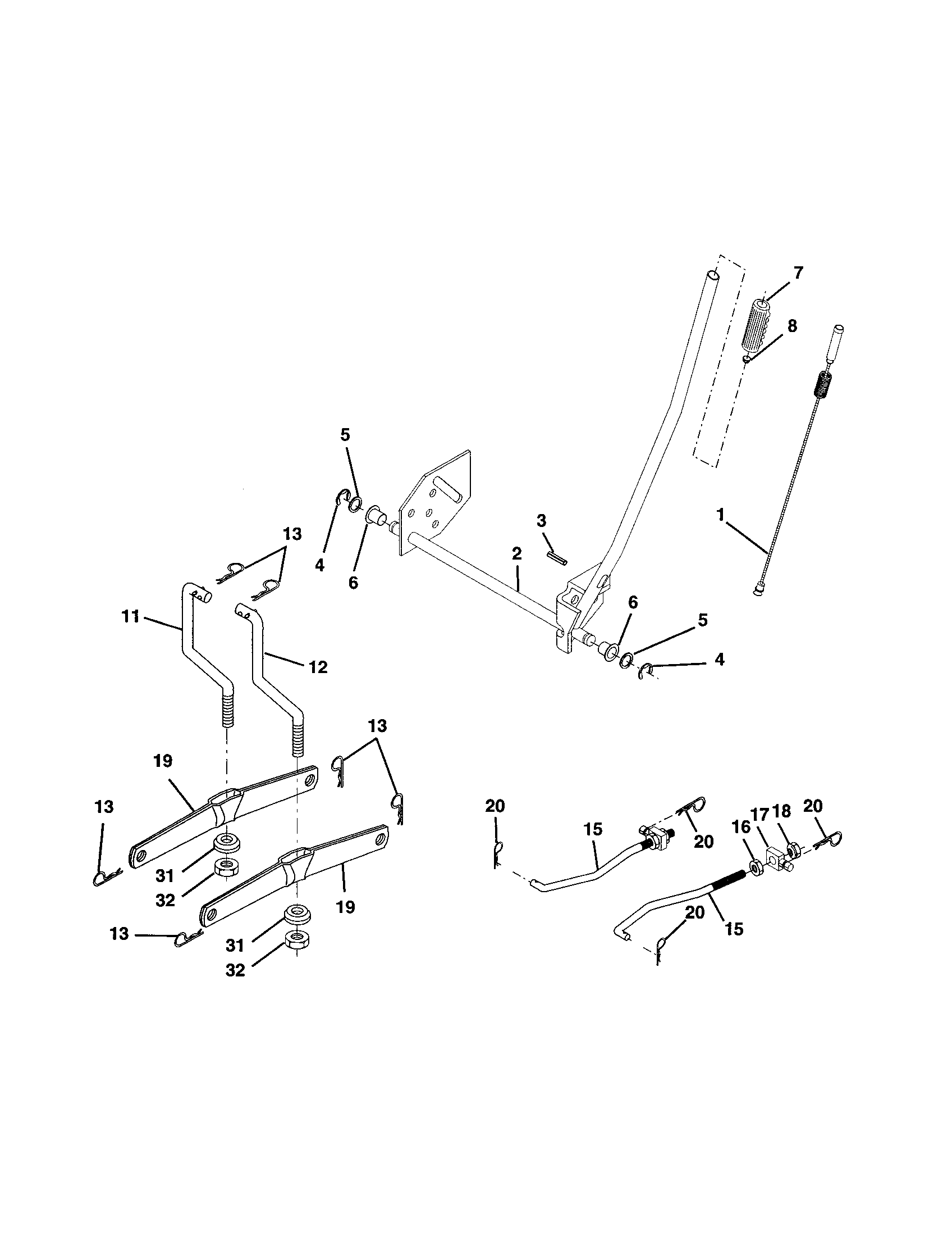 Mower Lift Diagram and Parts List for 917277031  Craftsman Lawn Tractor