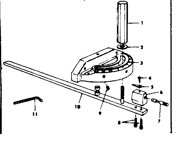 Miter Gauge Assembly Diagram and Parts List for 11329952  Craftsman Power Motor