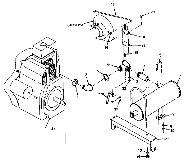 Exhaust System Diagram and Parts List for 580321921  Craftsman Engine