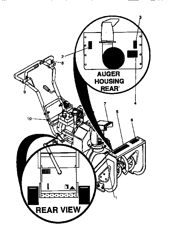 Decals Diagram and Parts List for 536886622  Craftsman Snow Blower