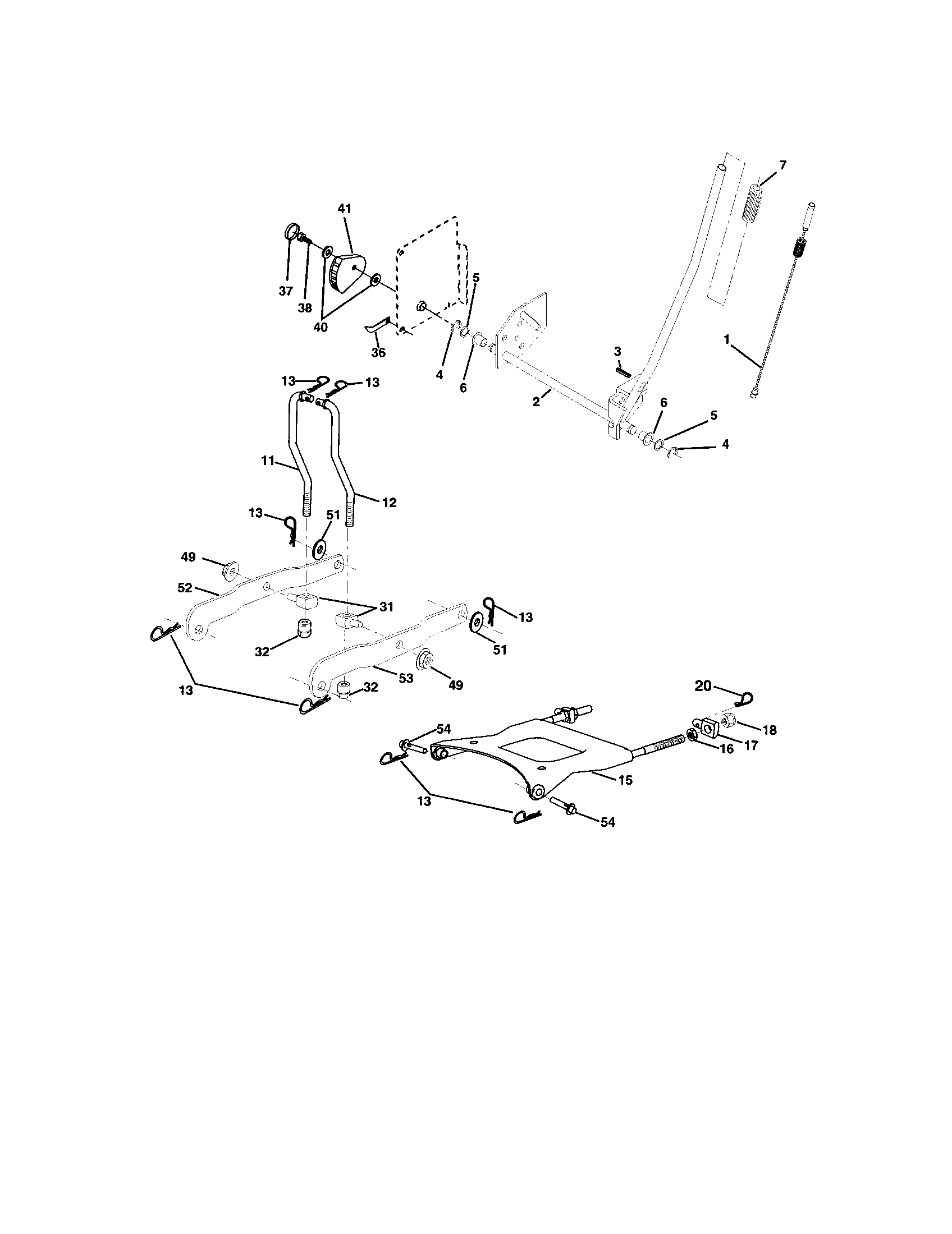 Lift Assembly Diagram and Parts List for 917272248  Craftsman Lawn Tractor