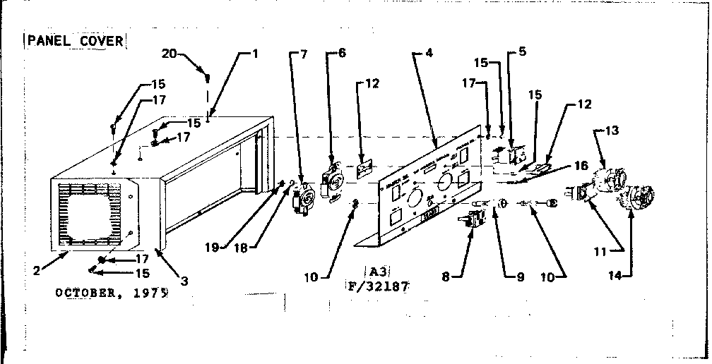 Control Panel Cover Diagram and Parts List for 58032187  Craftsman Engine