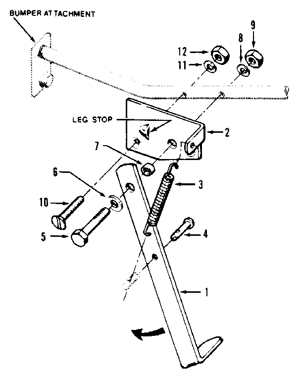Kickstand Attachment Diagram and Parts List for 29909  Craftsman Tiller