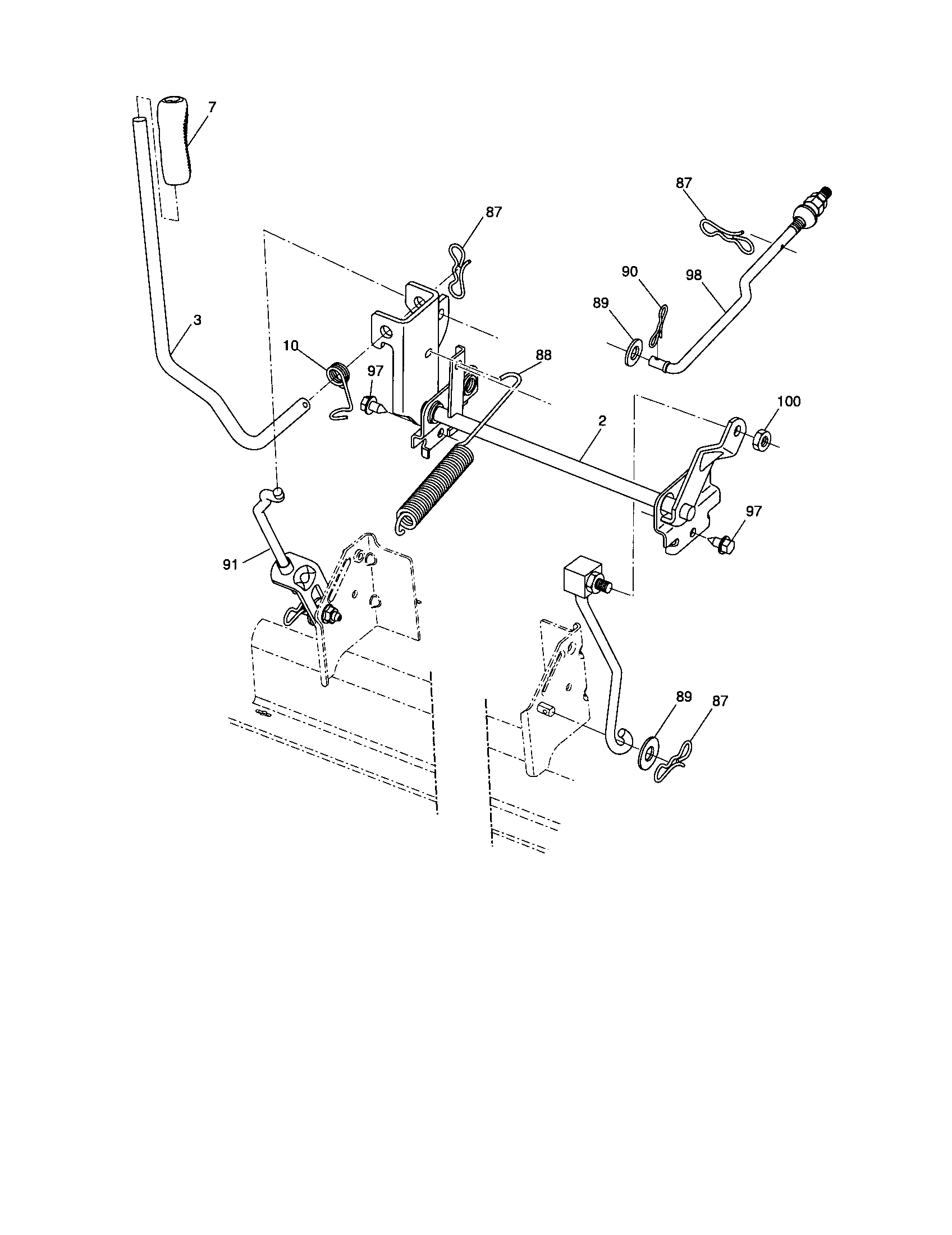 Lift Diagram and Parts List for 917286380  Craftsman Lawn Tractor
