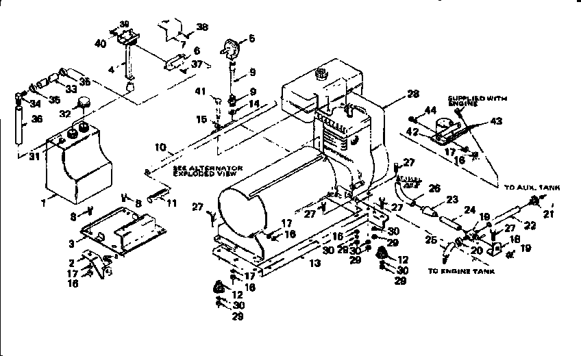 Mounting Base, Muffler And Handle Assembly Diagram and Parts List for 580327212  Craftsman Engine