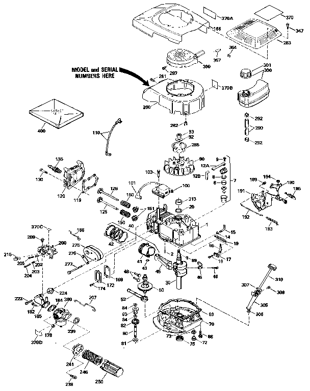 Replacement Parts Diagram and Parts List for 143424292  Craftsman Engine