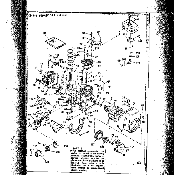 Replacement Parts Diagram and Parts List for 143654252  Craftsman Engine