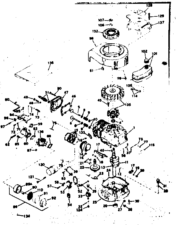Basic Engine Diagram and Parts List for 143191052  Craftsman Engine