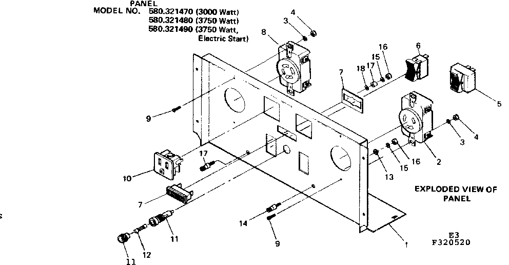 Panel Diagram and Parts List for 580321480  Craftsman Engine