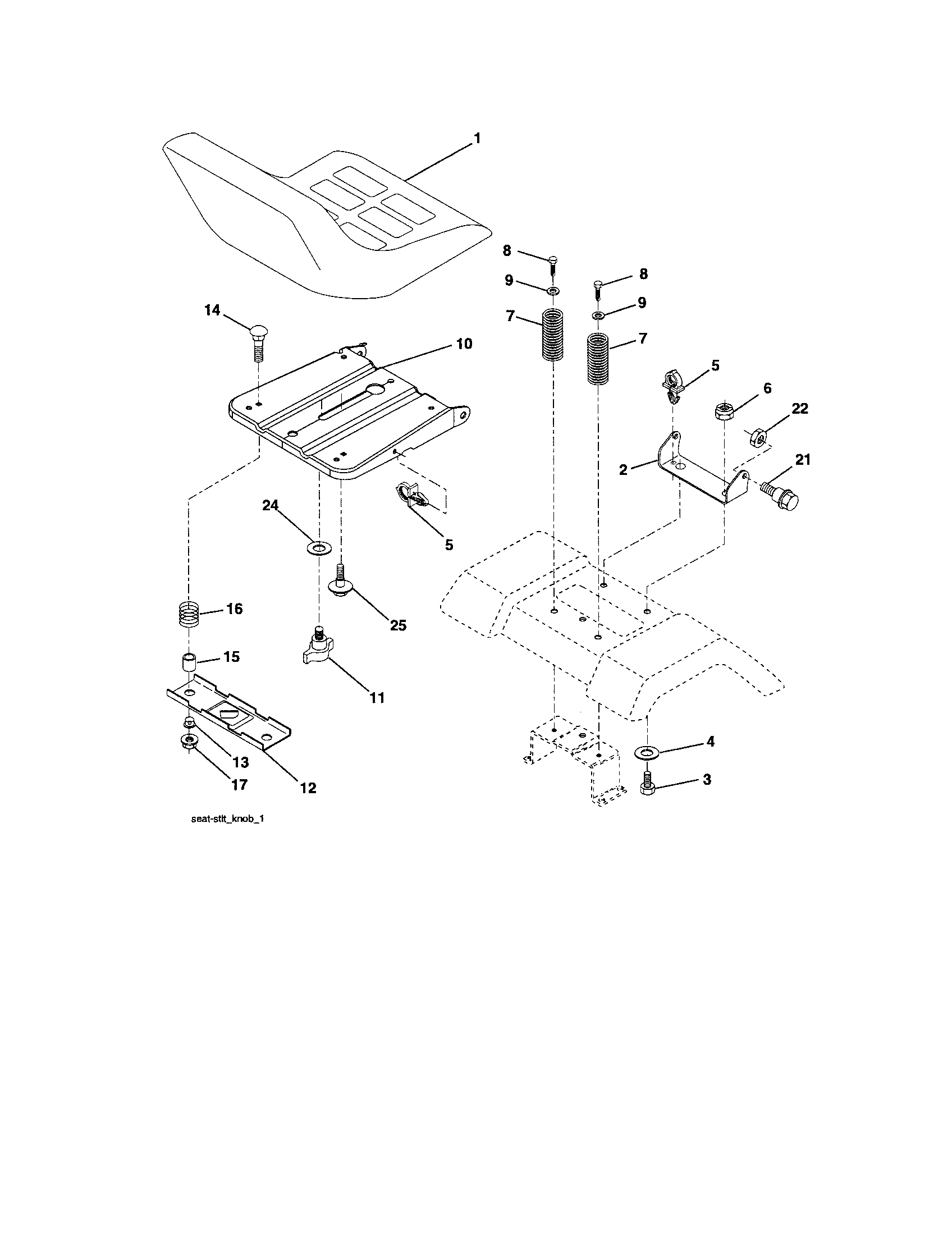 Seat Diagram and Parts List for 917253280  Craftsman Lawn Tractor