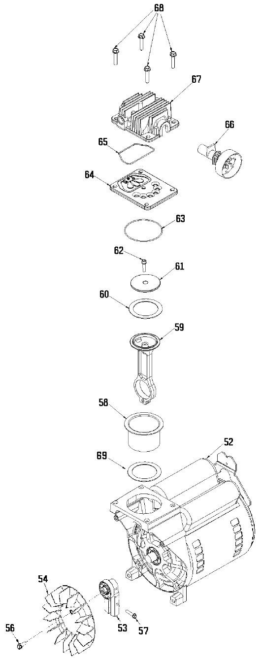 Default 2 Diagram and Parts List for 919-72512 Type 0 Craftsman Compressor