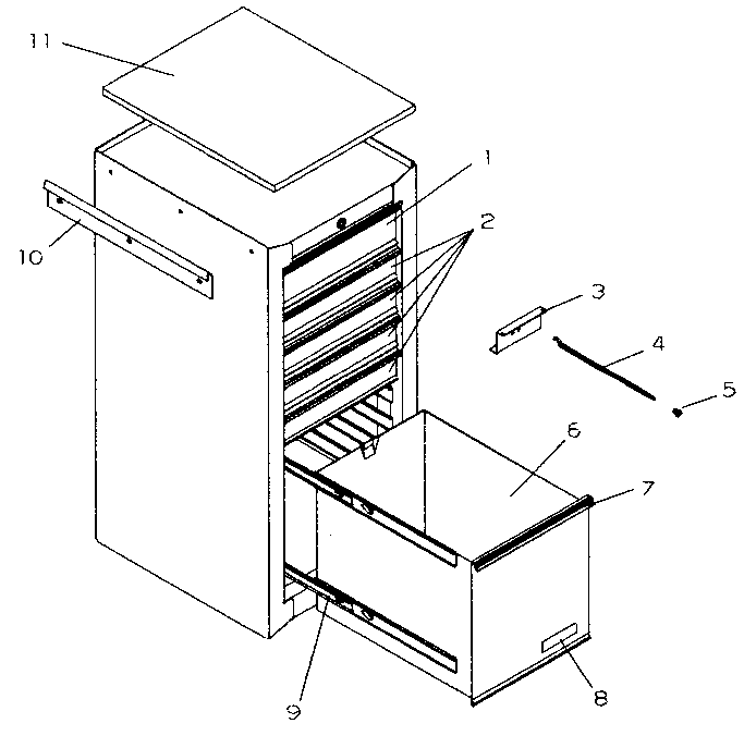 Cabinet Diagram and Parts List for 706650222  Craftsman Tool Stand & Cart