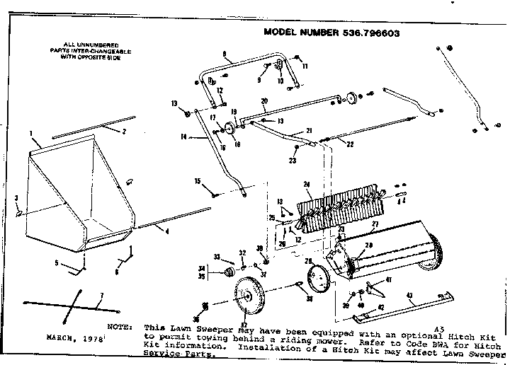 Replacement Parts Diagram and Parts List for 536796603  Craftsman Lawn Tractor
