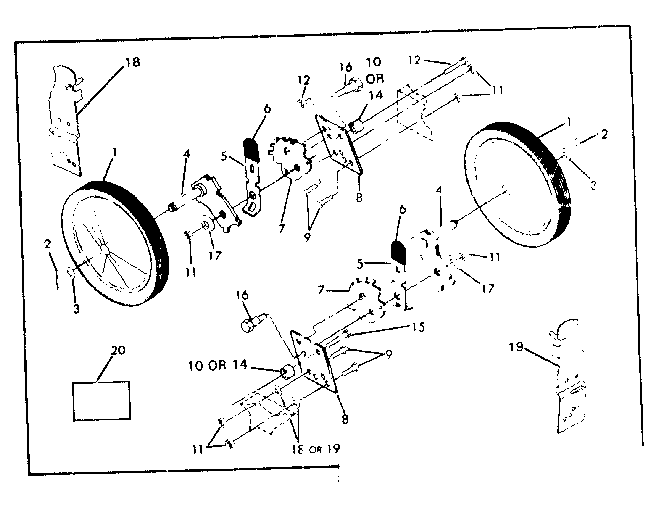 Wheel Assembly Diagram and Parts List for 917337212  Craftsman Lawn Tractor
