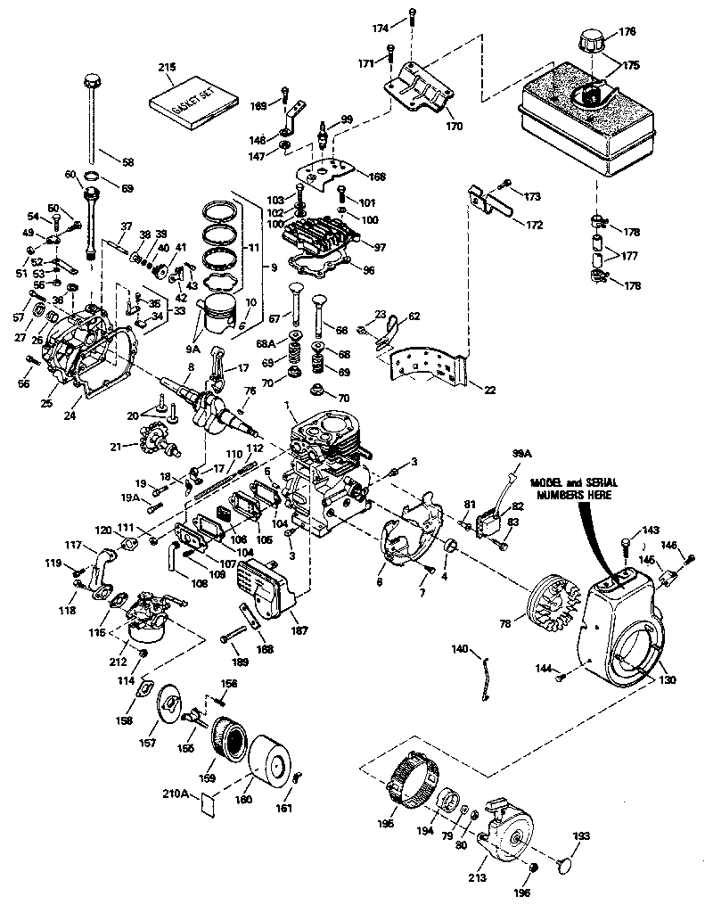 Replacement Parts Diagram and Parts List for 143796162  Craftsman Engine