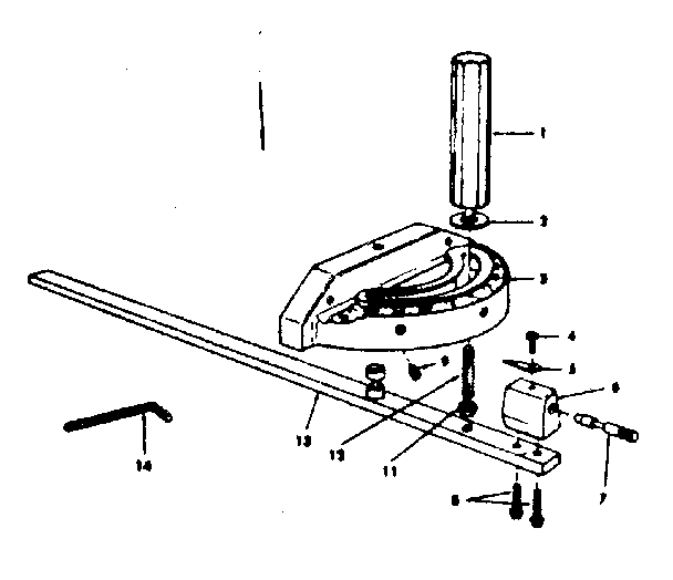 Miter Gauge Assembly Diagram and Parts List for 11329970  Craftsman Power Motor