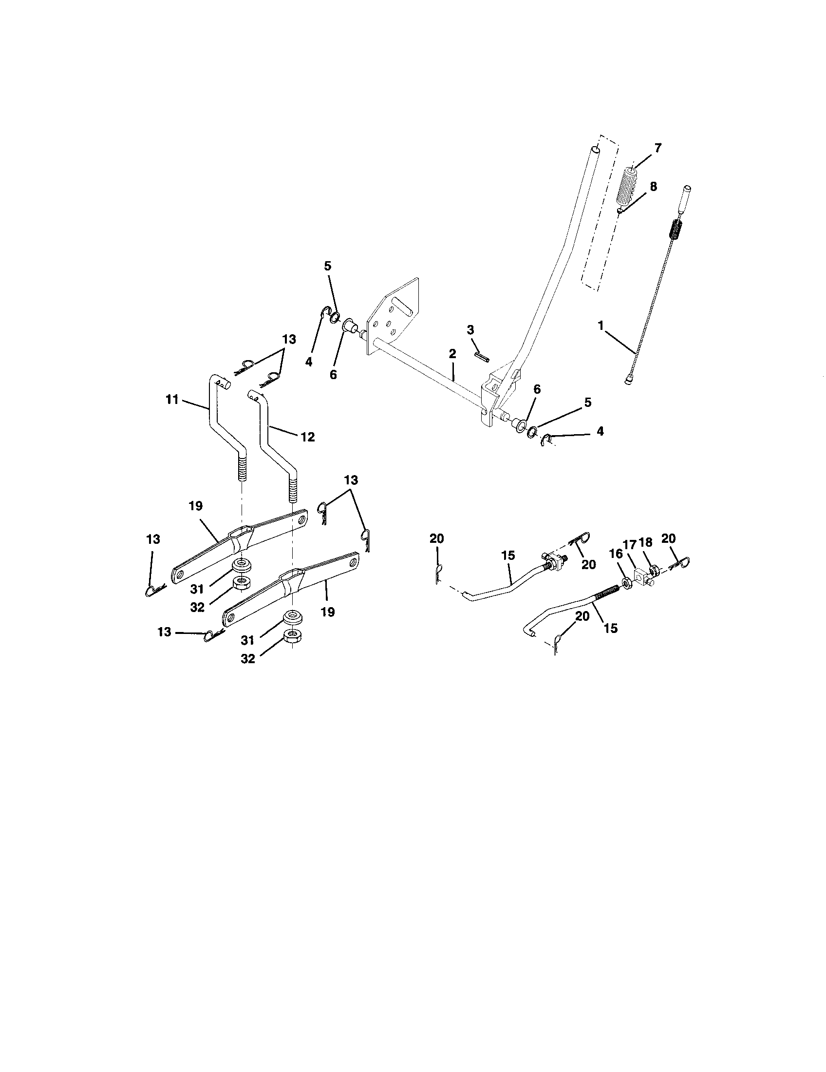 Lift Assembly Diagram and Parts List for 917273750  Craftsman Lawn Tractor