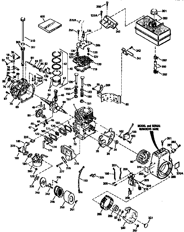 Craftsman 4-cycle Engine Diagram and Parts List for 143948007  Craftsman Engine