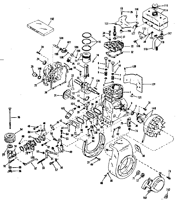Basic Engine Diagram and Parts List for 143524061  Craftsman Engine