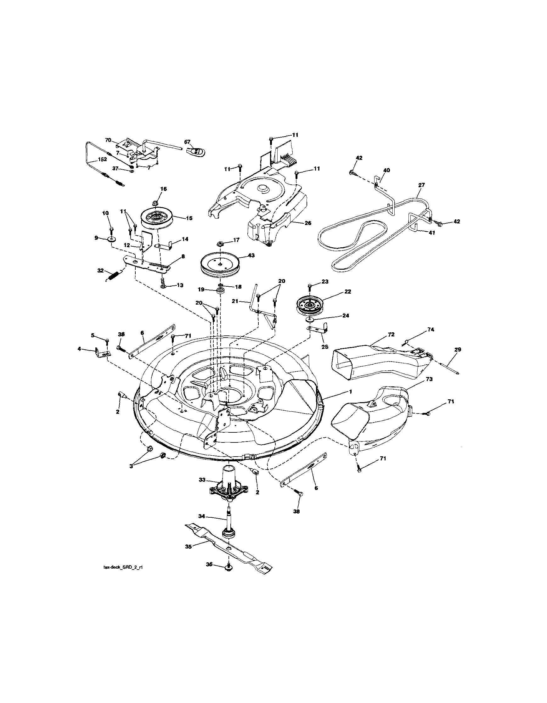 Mower Deck Diagram and Parts List for 917280330  Craftsman Lawn Tractor