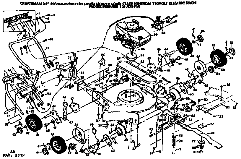 Mower Deck Diagram and Parts List for 131975710  Craftsman Lawn Mower
