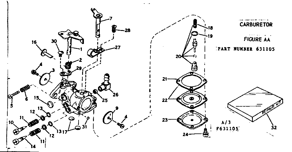 Replacement Parts Diagram and Parts List for 91762801  Craftsman Chainsaw
