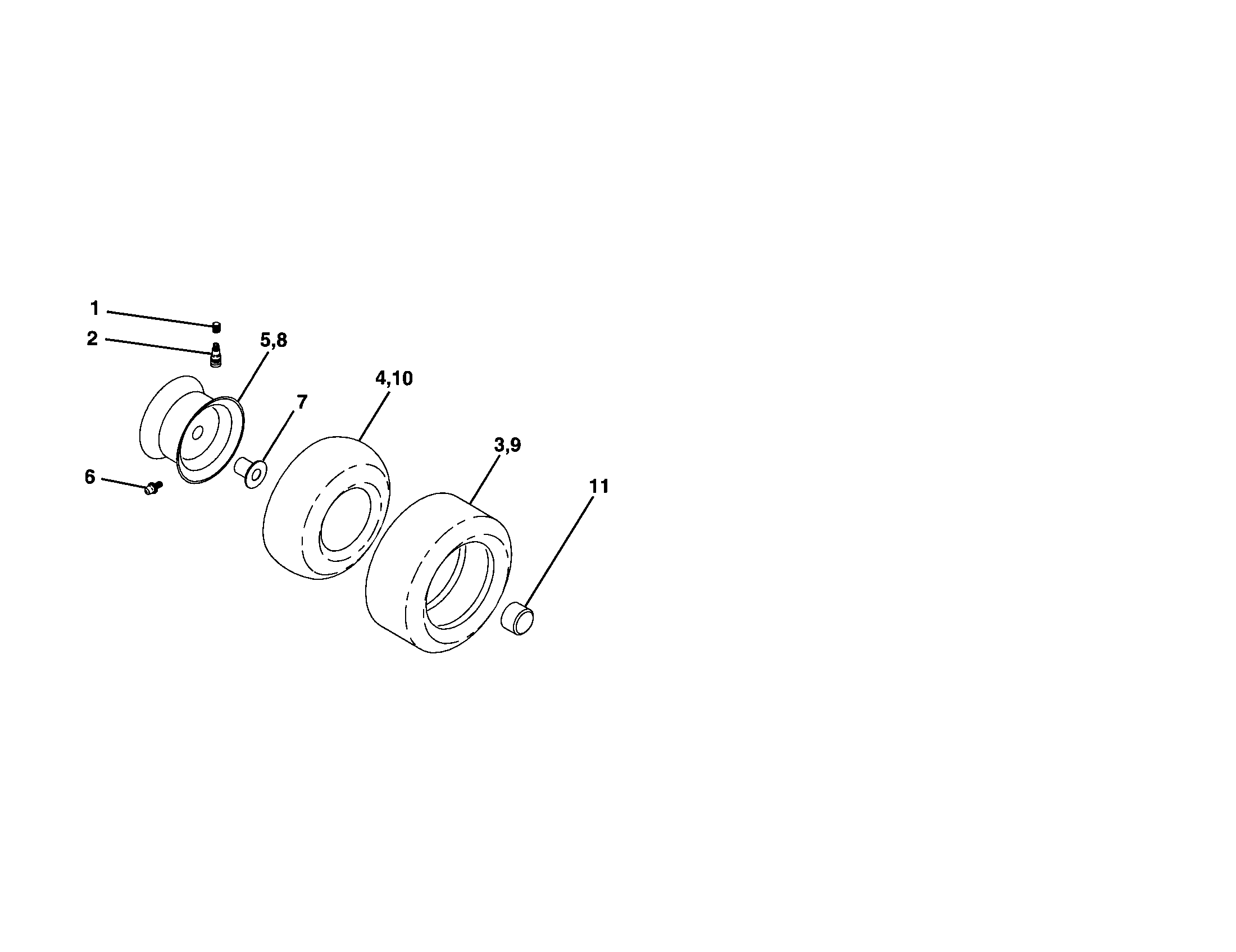 Wheels And Tires Diagram and Parts List for 917256340  Craftsman Lawn Tractor