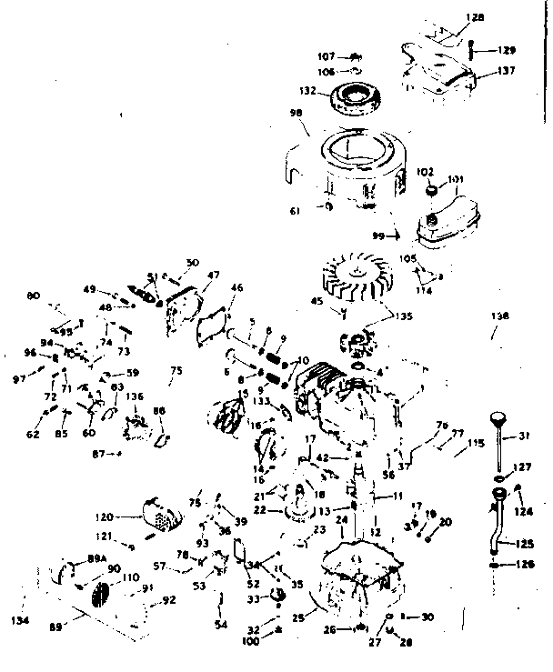 Basic Engine Diagram and Parts List for 143181092  Craftsman Engine